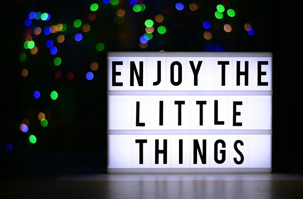 Enjoy the little things - find gratitude in everyday life, doesn't matter how small or big the thing is