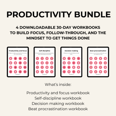 Procrastination and productivity workbook bundle with 4 personal growth workbooks for self-discipline and overcoming procrastination