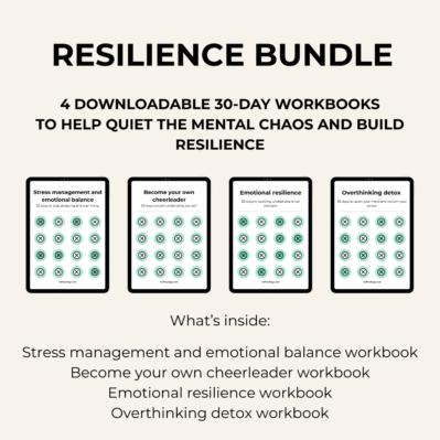 Emotional resilience and mental strength workbook bundle with 4 personal growth workbooks for overthinking and stress management